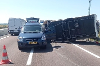 Impressionnant accident d'un ensemble routier sur l'A34