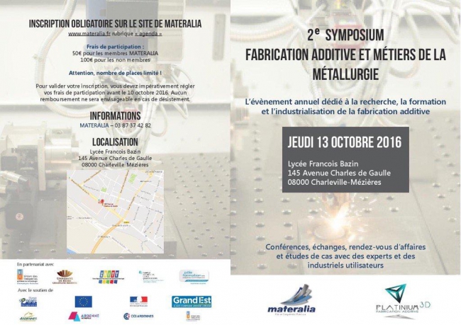Le lycée François Bazin de Charleville accueille ce jeudi le 2è Symposium de la «  Fabrication additive et métiers de la métallurgie » 
